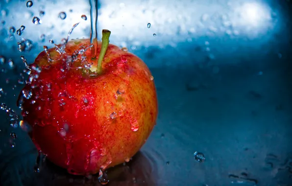 Water, drops, Apple, flight