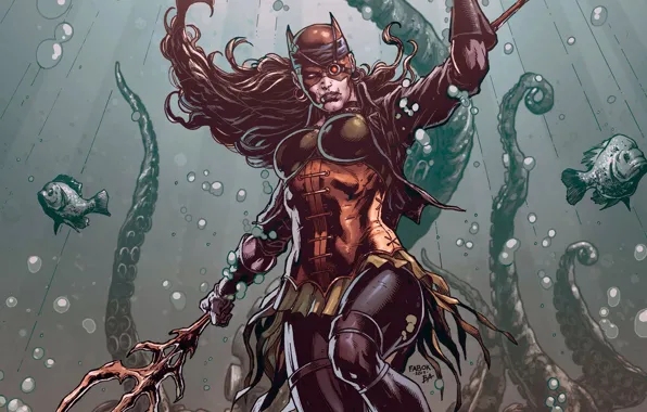 Picture fantasy, underwater, comics, fish, artwork, mask, superhero, fantasy art