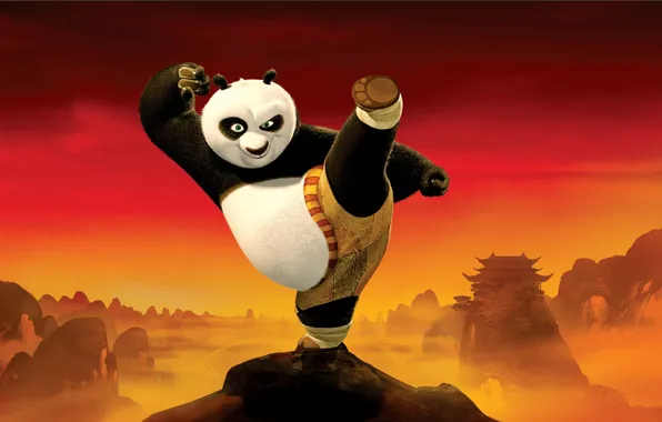 Picture look, red, cartoon, blow, stand, Kung fu Panda 2, kung-fu