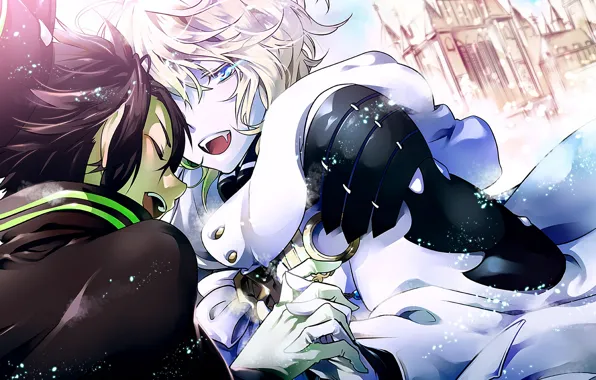 Joy, happiness, family, guys, Owari no Seraph, The last Seraphim, Yuichiro Hakua, Michaela Hakua