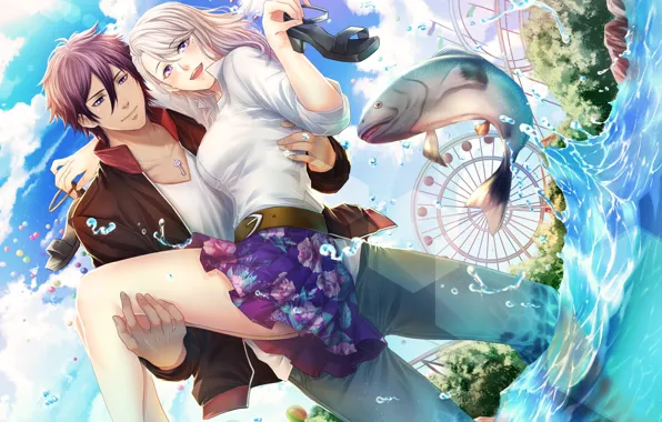 Picture girl, romance, anime, art, pair, guy, two, tagme artist