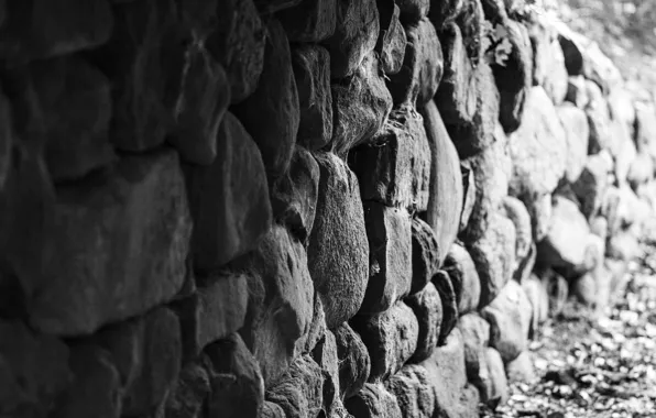Wall, stones, white and black