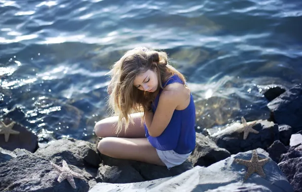 Sea, girl, background