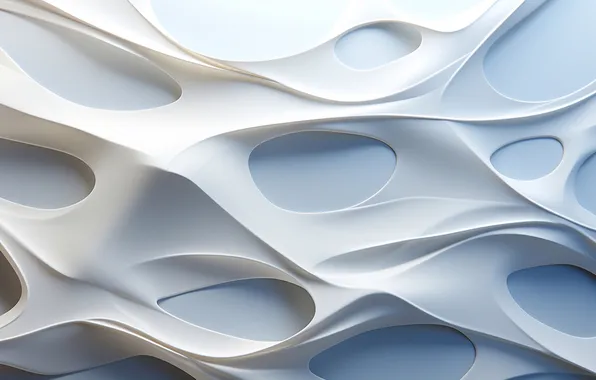 Wave, line, abstraction, holes, white background, holes, relief, abstract background