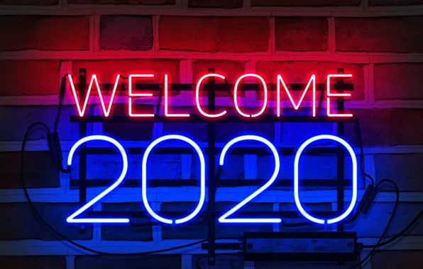Neon, happy new year, neon sign, my works, 2020 new year
