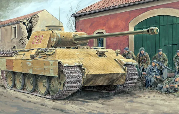 Figure, art, Panther, the Wehrmacht, Panzerkampfwagen V Panther, German medium tank