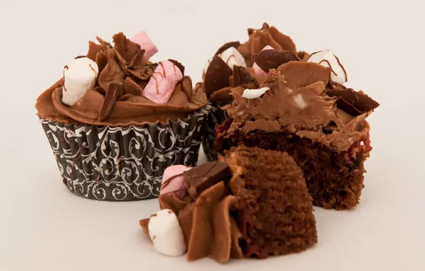 Chocolate, cupcake, rocky road