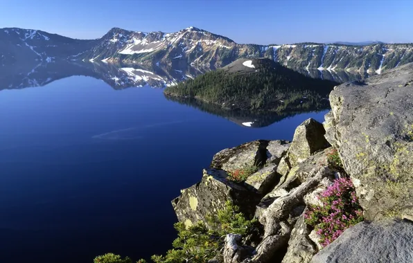 Picture mountains, rock, lake, blue, Lazur, landscape