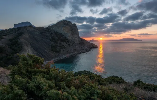 Picture sea, landscape, nature, sunrise, rocks, dawn, morning, Crimea