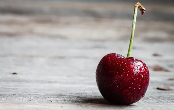 Picture drops, macro, cherry, table, food, wet, berry