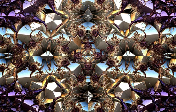 Abstraction, pattern, fractals, fractal, ornament, symmetry, abstract background