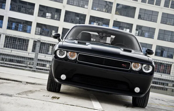 Black, cubes, the building, Dodge, Challenger, muscle car, black, Dodge