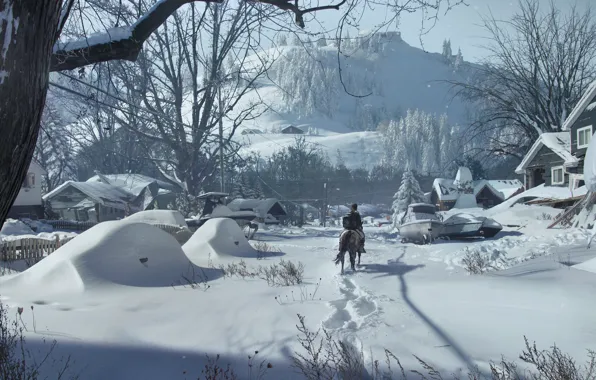 Winter, game art, Ellie, The Last of US Part 2, game art, Balazs Agoston