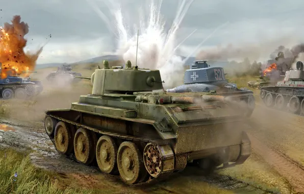 The great Patriotic war, BT-7, LT vz.35, tank battle
