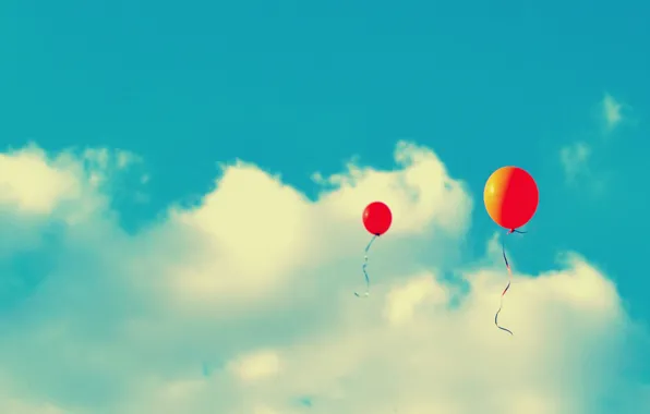 The sky, clouds, holiday, a balloon