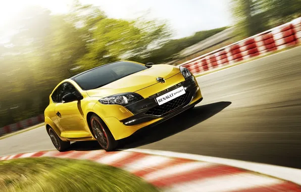 Picture yellow, speed, blur, renault, megane rs