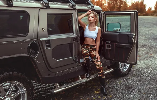 Girl, cars, photo, ponytail, model, lips, face, blonde