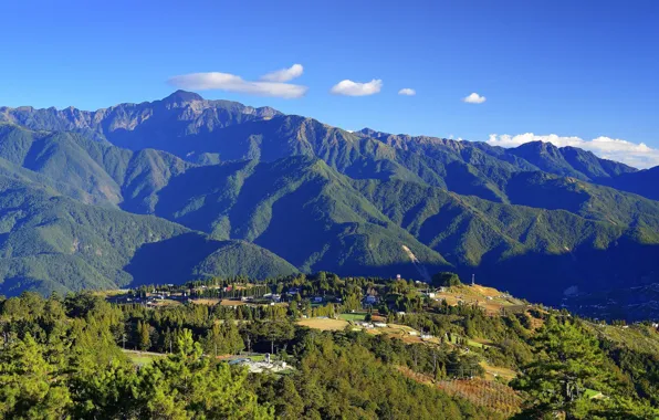 Picture the sky, clouds, mountains