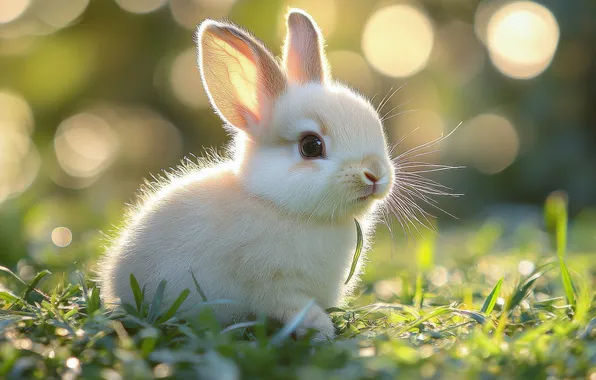 Light, glade, rabbit, bokeh, rabbit, hare, AI art, neural network