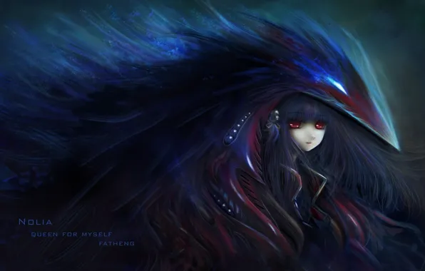 Picture eyes, red, bird, beak, girl, tail, Queen for Myself Fatheng, Nolia