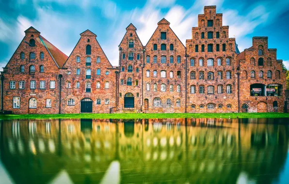 Picture Reflection, Schleswig-Holstein, Lübeck, Salt Storage Houses