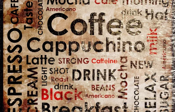Labels, coffee, coffee, espresso, drink hot, cappuchino, latte, americano