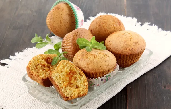 Picture mint, cupcakes, filling, muffins