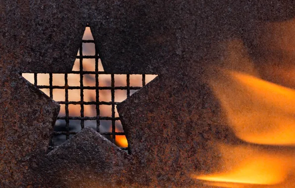 Picture macro, metal, fire, star, rust, grille