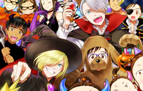 Guys, characters, costumes, Halloween, Yuri on the ice, Viktor Nikiforov, Yuri Plesetskiy, Yuri Katsuki