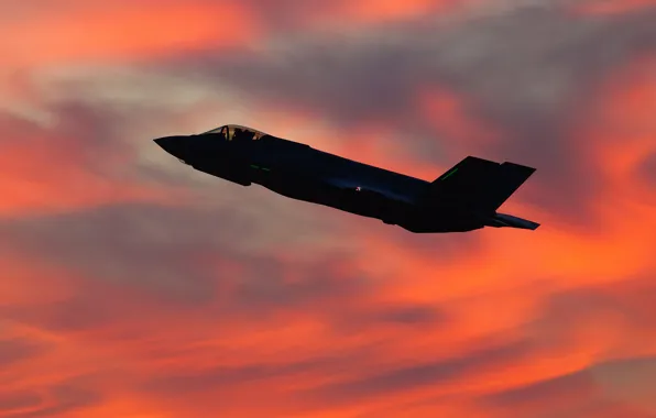 Fighter, silhouette, bomber, Lightning II, F-35A