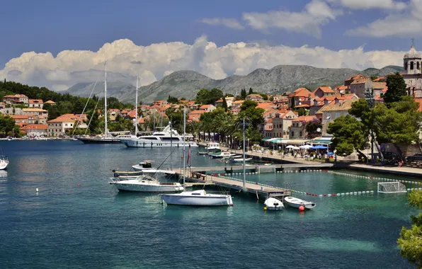 Picture the city, photo, yacht, pier, pierce, Croatia, Cavtat