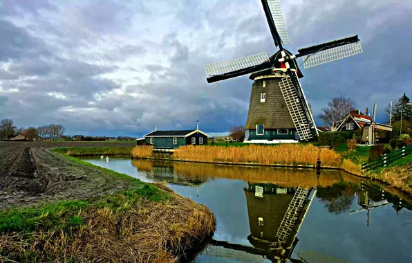 Picture the sky, river, mill