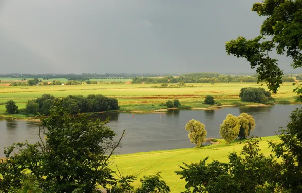 Summer, the sky, nature, river, Germany, horizon, Hitzacker