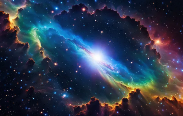 Picture space, stars, nebulae, galaxies