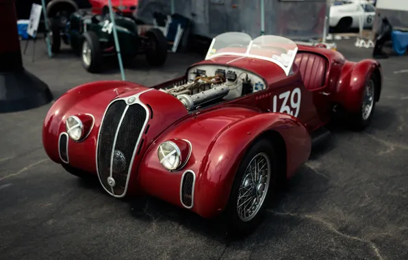 Red, Sportcar, 1939, Spider Corsa, Alfa Romeo 6C 2500 SS