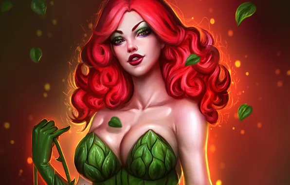 Chest, girl, batman, hair, beauty, villain, red, poison ivy