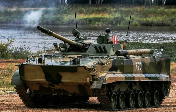 Armor, camouflage, exercises, pond, BMP 3, The Russian Army