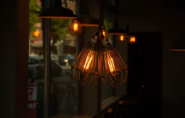 Lamp, Germany, cafe, Incandescent bulbs