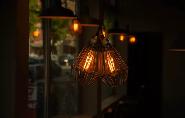 Cafe, Germany, Lamp, Incandescent bulbs