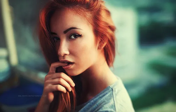 Picture look, sexy, portrait, lips, beauty, redhead, face, finger