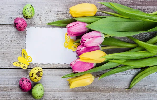 Picture flowers, eggs, colorful, Easter, tulips, happy, pink, flowers