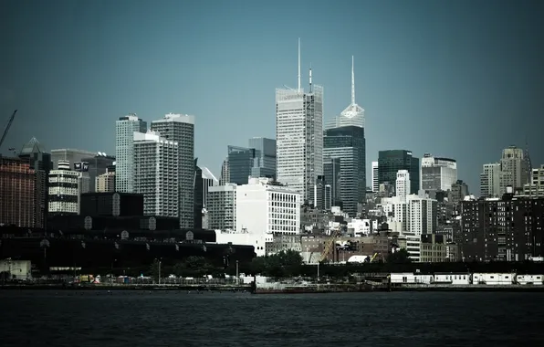 Water, the city, New York, skyscrapers, America, USA, States, new york