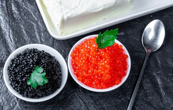 Oil, caviar, caviar, caviar black
