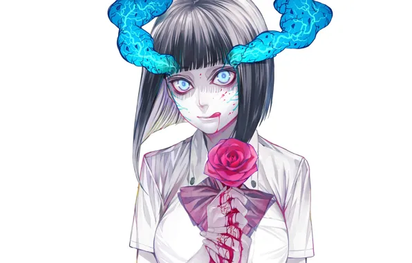 Picture rose, the demon, spot, madness, art, undead, bloody tears, plasma