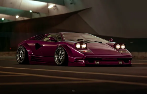 Auto, Lamborghini, The game, Retro, Machine, Purple, Supercar, Lamborghini Countach