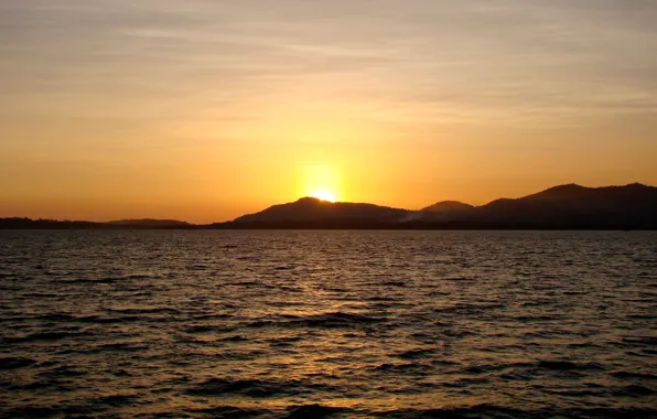 Picture sea, Islands, sunset, Thailand