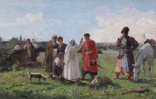 Oil, canvas, Cossack, Afanasiy SLASTION, Farewell to the Sich