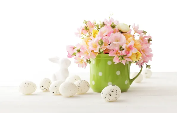 Picture flowers, Easter, flowers, spring, Easter, eggs, decoration, Happy