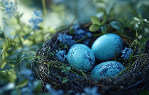 Flowers, holiday, eggs, spring, Easter, socket, painted, eggs