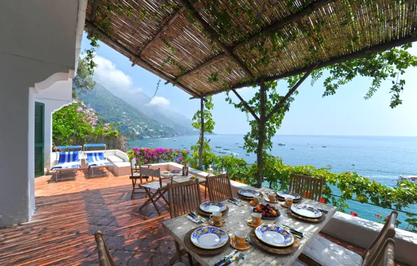 Table, Villa, Paradise, balcony, Italy, italy, villa, paradise